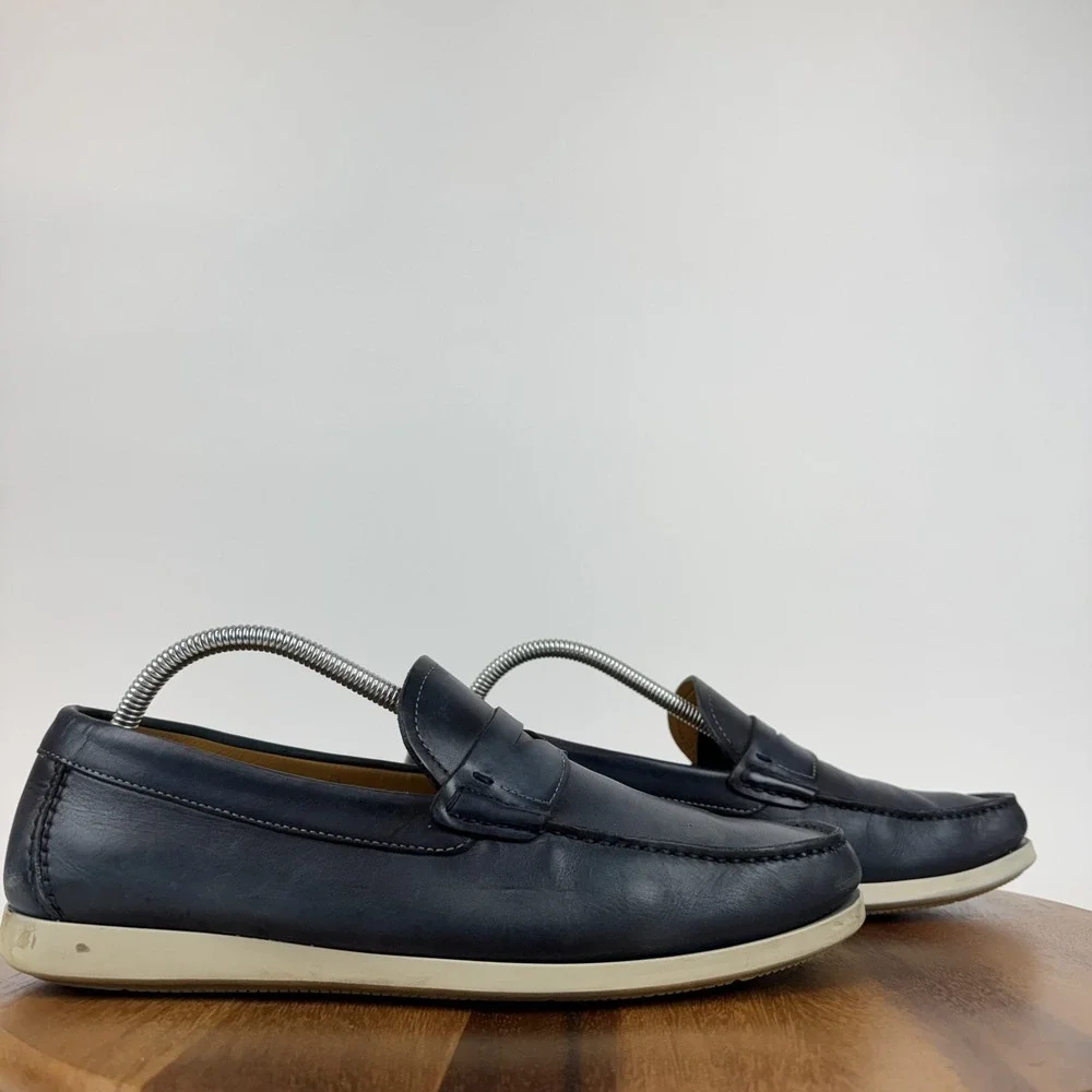 Mens‎ Magnanni Laguna Leather Blue Formal Casual Penny Loafers Shoes Size 8.5 M